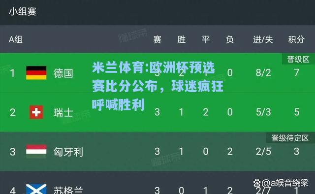 欧洲杯预选赛比分公布，球迷疯狂呼喊胜利